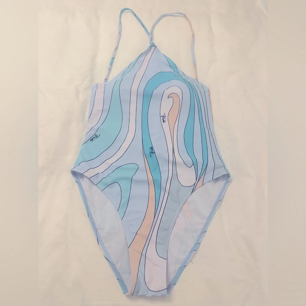 Pucci Blue Swirl One Piece Swimsuit - Picture 2 of 10